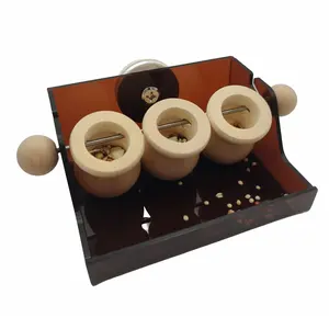 Triple Cup Parrot Foraging Toy - 3-Portion Control Feeder with washable Acrylic Base & Stainless Steel Skewer, Mess-Proof Design for Conures, Cockatiels, Parakeets (Plastic Wing Nut Mount) colorful bird