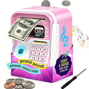 Kids Love This Electronic Piggy Bank With ATM Password Security, Auto Grab Cash Slot And Coin Saving Function, Large Capacity Money Jar Designed For US Coins, Fun Learning Savings Challenge Gift For Boys Girls Teens Adults Style