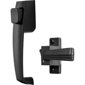 V333BL Tie Down Push Button Door Latch for Screen and Storm Doors, Black