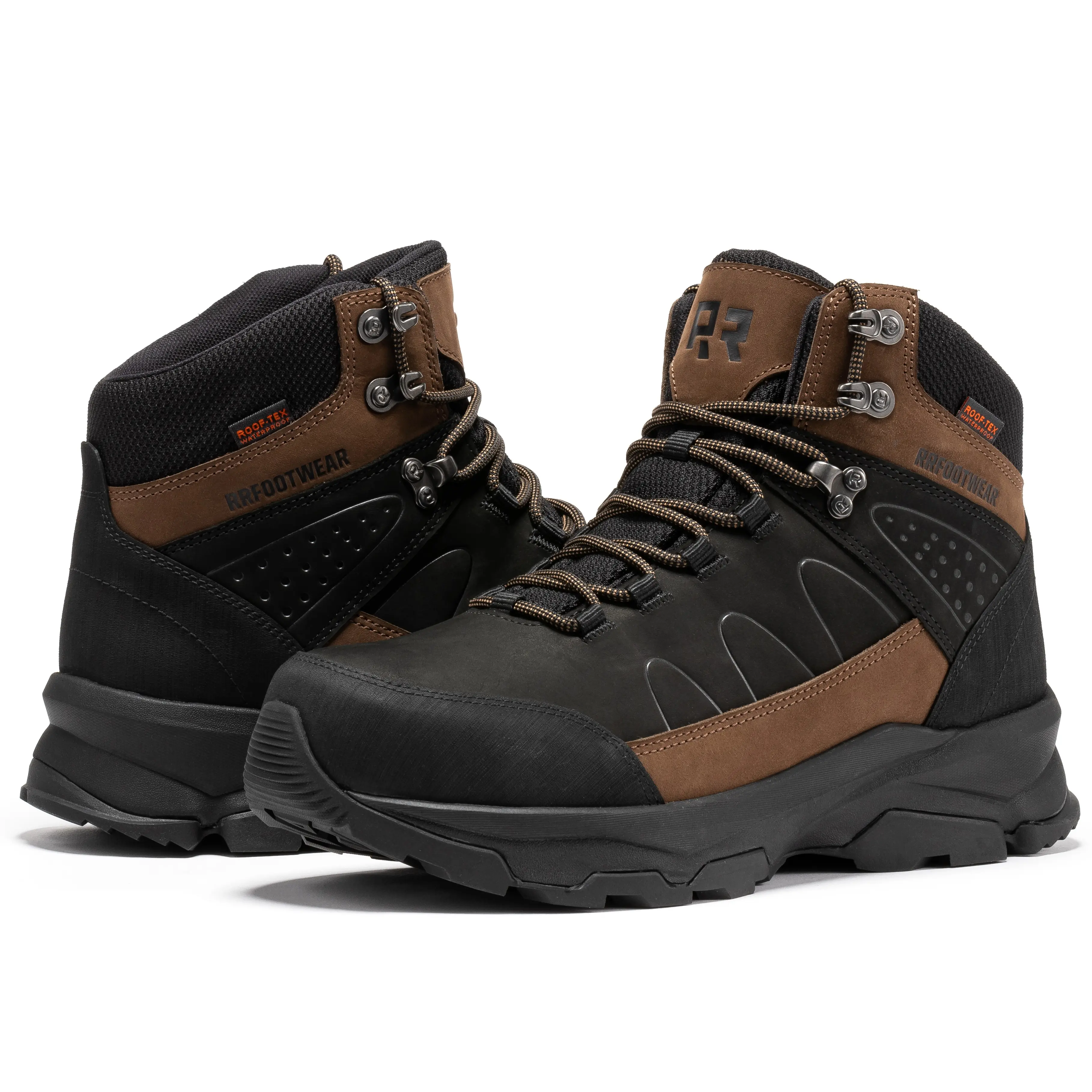ROCKROOSTER Steel Toe Work Boots for Men, 6" Waterproof Safety ToeBrown Leather Non-Slip Rubber Industrial Boot, Anti-Fatigue, ASTM F2413-18 M/I/C EH