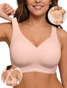 Soft Intention Wireless Jelly Bra W-Shaped Jelly Bra Full Coverage Seamless Bra with Adjustable Straps