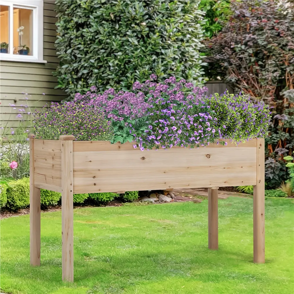 Yaheetech Raised Garden Bed Elevated Wooden Horticulture Planter Box with Legs Standing Growing Bed for Gardening/Backyard/Patio/Balcony tiktokshopspringglowup