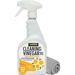 HARRIS Cleaning Vinegar Mandarin Orange Multi-Surface Cleaner (32 oz) with Microfiber Cloth
