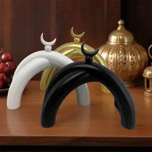 Three-Piece Middle Eastern Crescent Decor Set, Nordic Simple Resin Wall/table Decoration, Ideal for Islamic New Year & Festivals