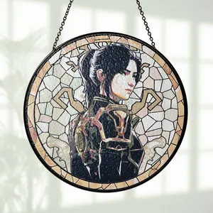 Blue Rose Stained Glass Suncatcher – Window Hanging Decor, Arcane Caitlyn Kiramman Ornament