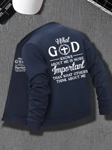 Men's God Letter Print Zip Up Jacket, Regular Fit Casual Comfy Long Sleeve Stand Collar Outerwear for Spring & Fall, Fashion Men's Clothes for Daily Wear, Coats, Casual Fashionable Jacket