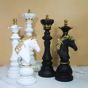 Nordic Chess Piece Set, King Knight Queen Resin Craftsmanship, Soft Decor Art Ornament, International Chess Game Accessories