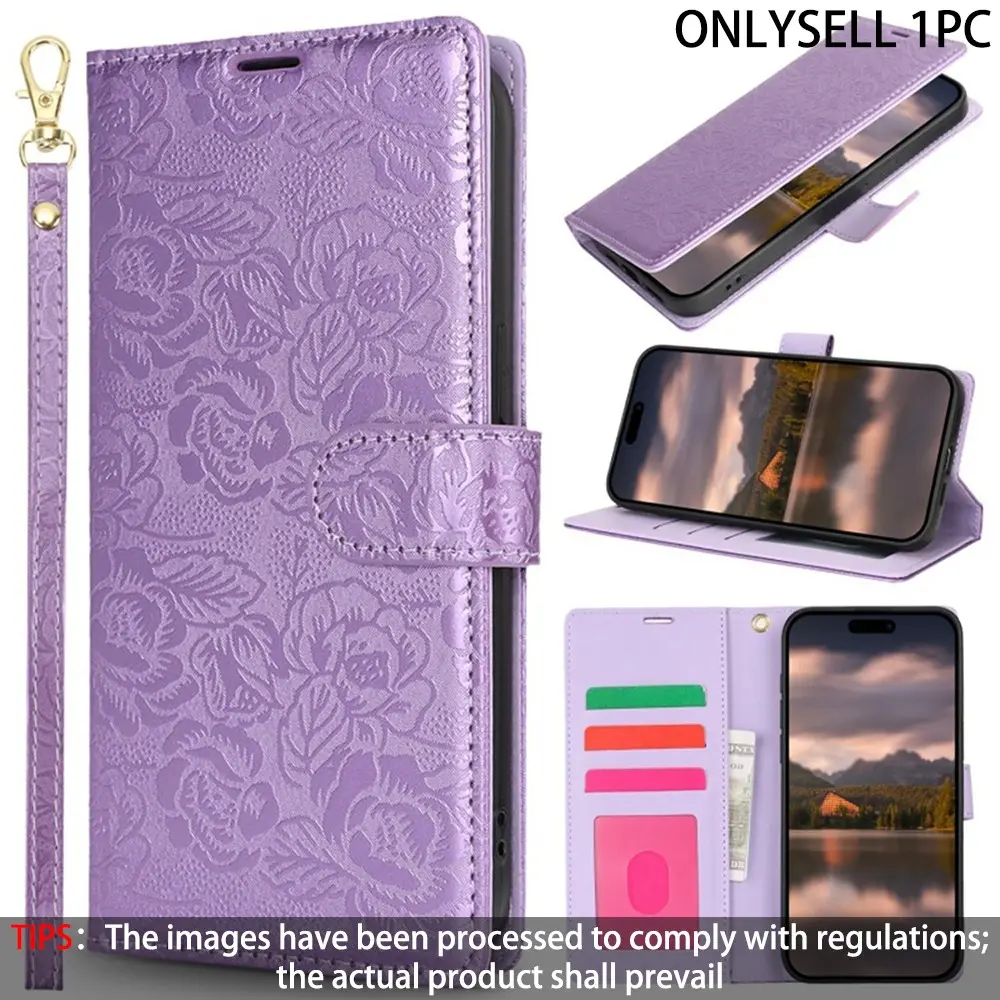 Floral pattern, Protective leather smartphone case with card holder, compatible with Samsung Galaxy A51, A12, A56, A36, A72, A13, A37, A20, A15, A53, A23, A16, A54, A73, A21S, A24, A41, A52, A17, A26, A55, A25, A42, A05S, card slots for cards and coins