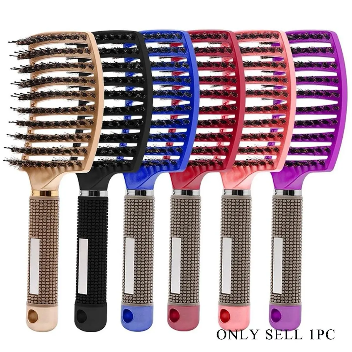 1PC Curved Vented Hair Brush, Detangling Brush, Detangler Brush, Anti Tangle Brush for Wet and Dry Hair, Paddle Hairbrush for Women Men Kids Curly Thick Fine Long Short Hair, Curl Styling Brush, Volumizer Brush, Curling Brush