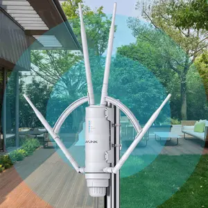WAVLINK AC1200 Outdoor WiFi Extender Wireless Access Point – IP65 Weatherproof High-Power Long-Range WiFi Repeater with PoE, Gigabit Port, Router/AP/Repeater Modes for Home, Camping, Farm
