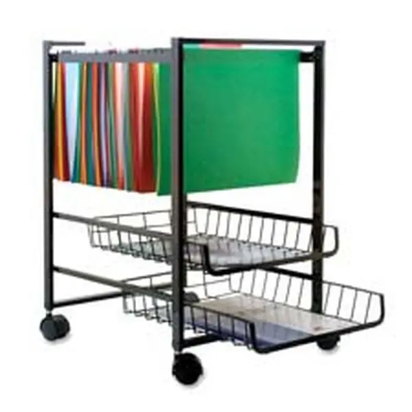 Mobile File Organizer, 15in.x12.88in.x20.88in, Easy to Move, Holds Letter Files, Includes 2 Pullout Storage Baskets, Black Office Filing Product, Metal, Includes Two Pullout Storage Baskets