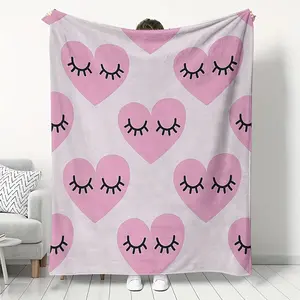 Pink Heart-Shaped Eyelash Throw Blanket - Soft Comfy, Ideal for Sofa and Bed, Heartfelt Gift, Heartfelt Gift Blanket, Soft Comfy Blanket