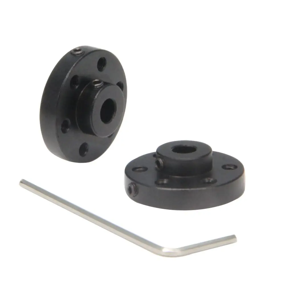 2PCS Black Rigid Flange Shaft Coupling,Universal Aluminum MOUNTING HUB for 5mm Shaft Pair with M3 Thread