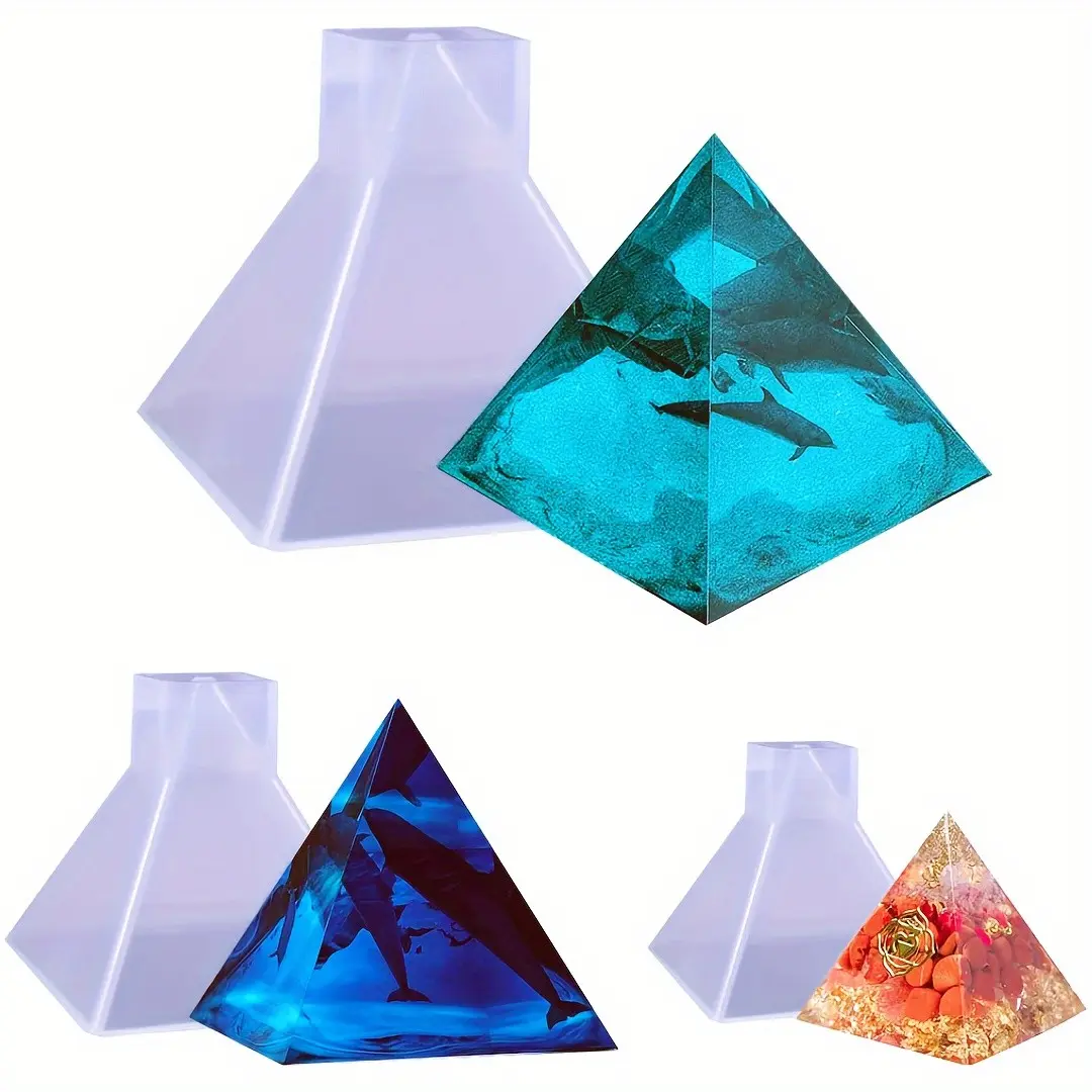 3pcs High Transparency Pyramid Resin Silicone Molds, 1 Inch 2 Inch 3 Inch Pyramid Mold, Transparent Silicone Pyramid Mold DIY Handicraft