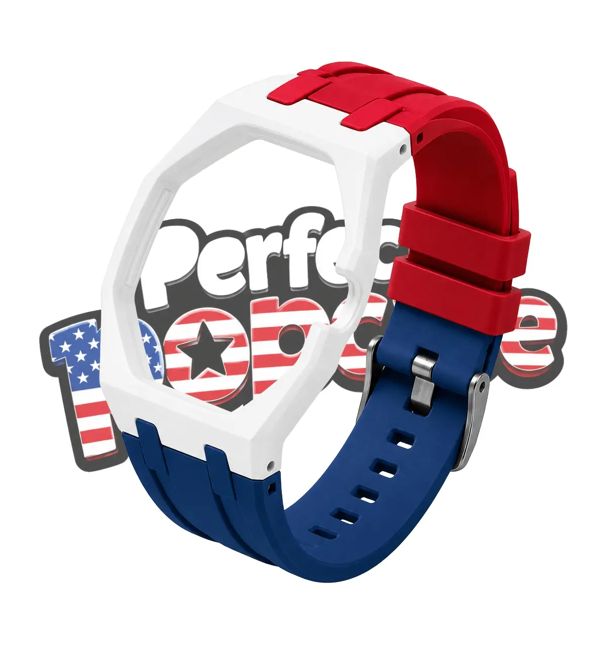 4th of JULY Special Edition Premium Tier Case/Band AP Swatch Royal Pop Ceramic Elastomer Strap