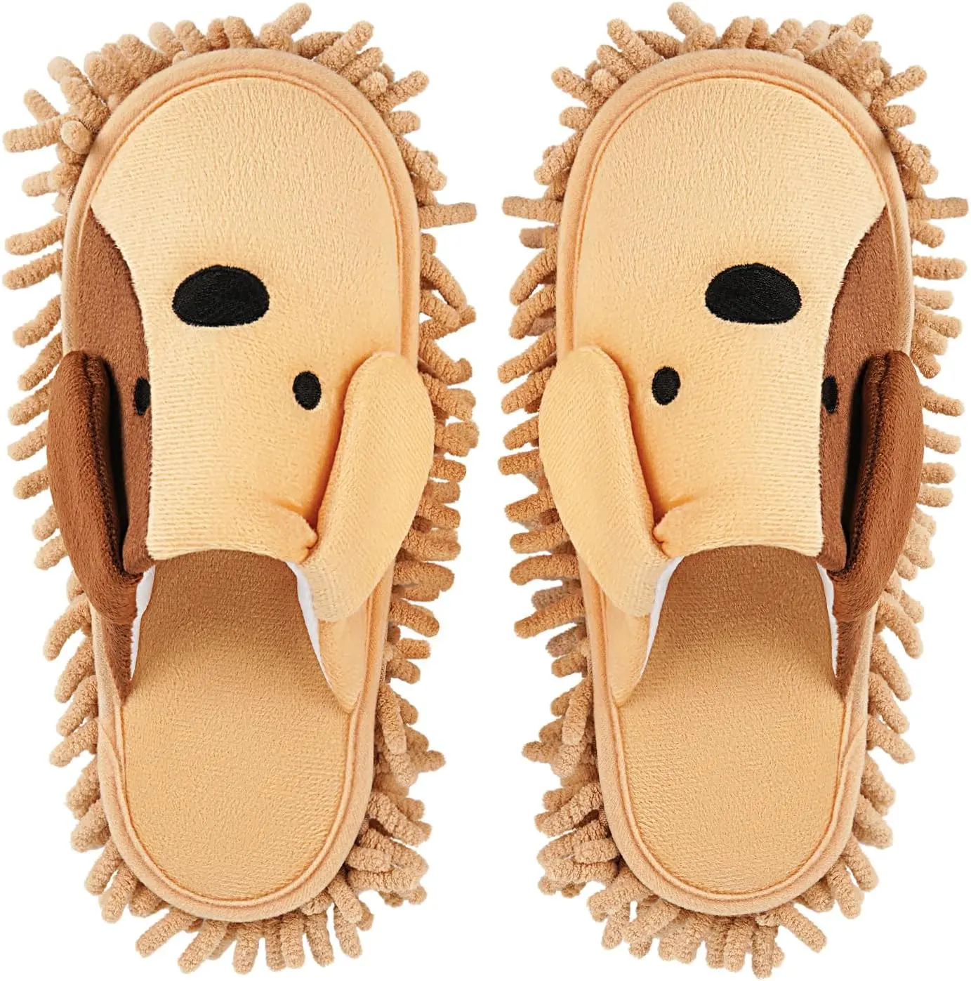 Cartoon  Mop Slippers Microfiber Clean Dusting Slippers Detachable Mopping Shoes for Office  Room (Khaki)