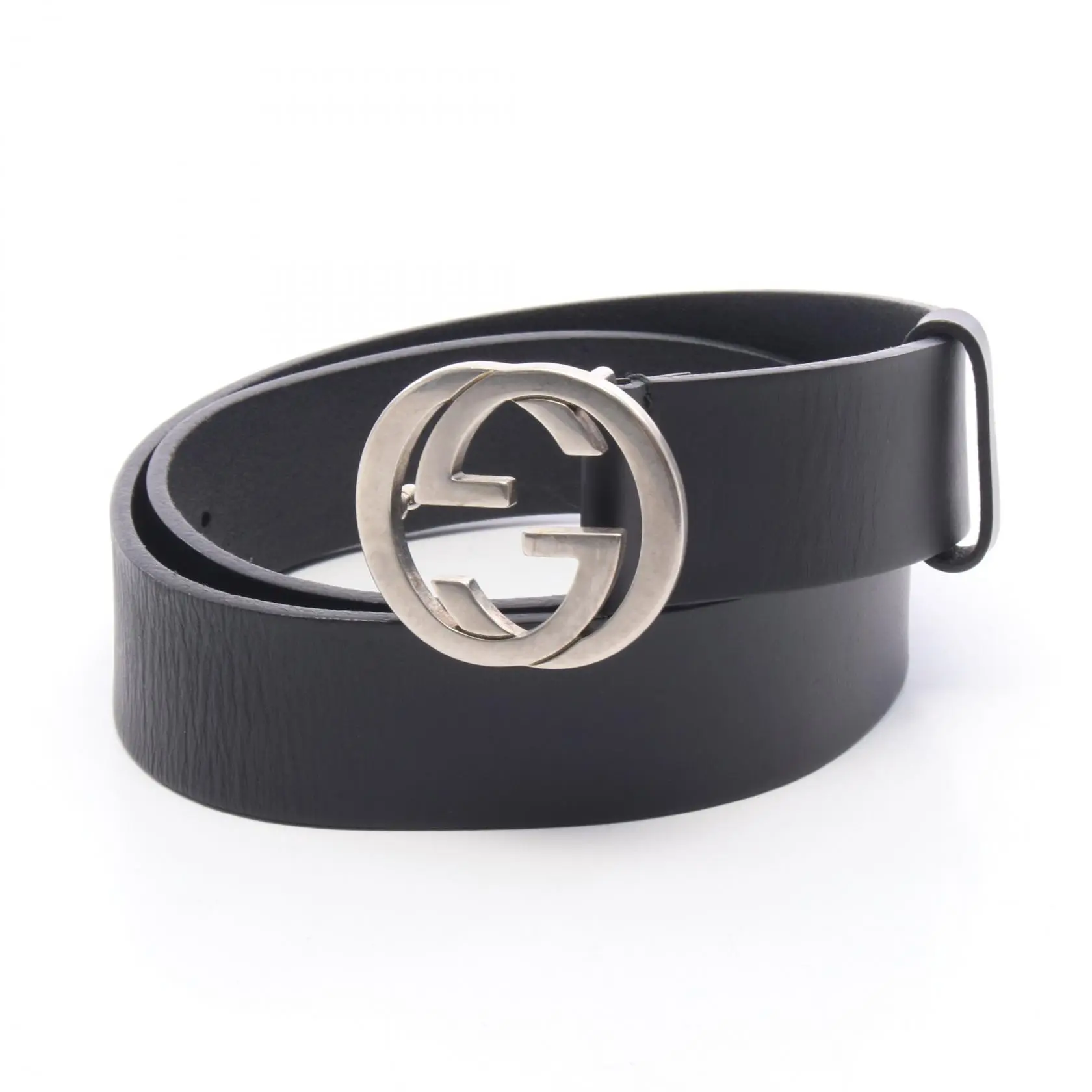 Pre-owned GUCCI Calfskin Small Leather Goods InterlockingG Leather Belt
