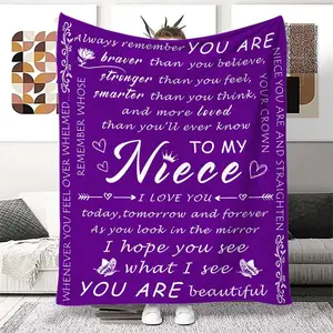 Letter Print Soft Blanket, 1 Count Air Conditioning Blanket, Warm Nap Blanket For Home Office Travel, Gift For Niece From Aunt