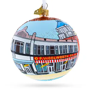 International Civil Rights Center & Museum, Greensboro, North Carolina, USA Glass Ball Christmas Ornament 4 Inches