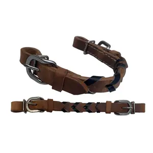 Leather Braided Curb Strap with Accent Leather