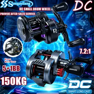 Sougayilang [COD] DC Intelligent Electronic Brake Lure Reel, 7.2:1 gear ratio, brass spindle, 10KG-150kg pulling force, CNC spool, long-cast, anti-explosion DC baitcasting reel.