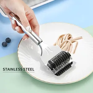 1pc Stainless Steel Manual Rolling Cutter, Multi-Purpose Noodle and Scallion Cutting Tool, Fried Dough Stick and Noodle Divider