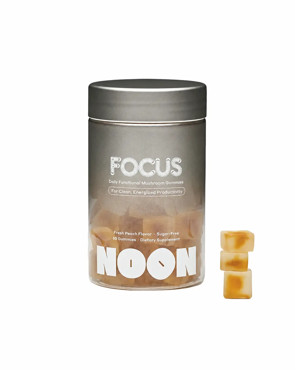 NOON | Focus Mushroom Gummy Delights | Focus & Energy Support Vegan Gummies, Orange-Peach, 60 Ct