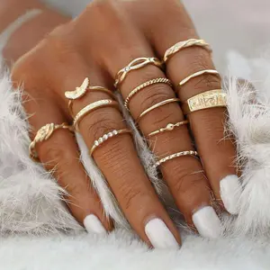 Elegant 12-Piece Golden Ring Set – Chic &amp; Versatile Jewelry Collection
