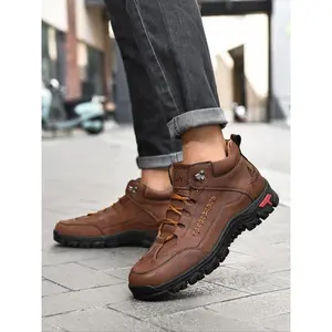 Men's Embroidery Lace Up Ankle Boots, Casual Comfortable Boots for Outdoor Activities, Fashionable Boots for Men