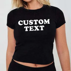 Custom Women's Baby Tee, Custom Shirt, Custom Text Shirt, Personalized Shirt, Gift for Her, Y2K Baby Tee, 90s Style Tee