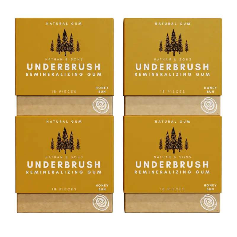 Honey Bun  UNDERBRUSH Remineralizing Chewing Gum with Nano-Hydroxyapatite for Teeth and Gum Protection - 30 DAY SUPPLY Sweet Natural 0