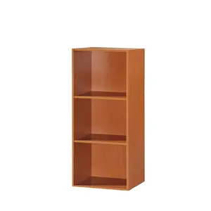 212 MAIN 3-Shelf Cherry Finish Wooden Bookshelf - Open-Shelf Book Rack, Commercial Office Storage Furniture, Bookshelf Book Rack, Wooden Book Shelf