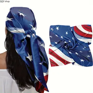 American Flag Star Stripes Print Square Scarf, Soft Breathable Multi-Use Patriotic Head Wrap Bandana, Stylish 4th of July Fashion Accessory for Women, Perfect for Daily Wear, Summer Vacation, Holiday Parties and Outdoor Events