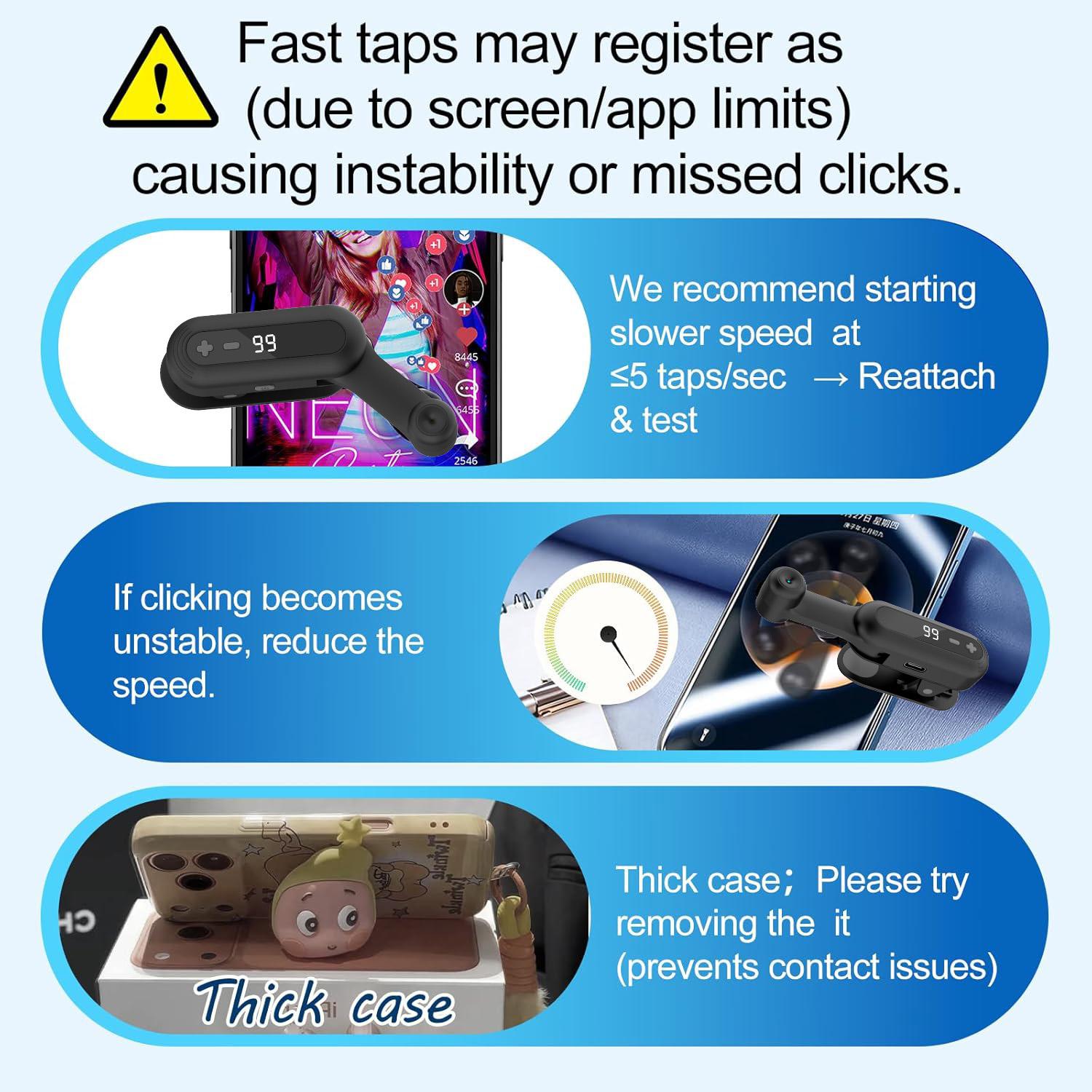 Auto Clicker Smart Tapper for iPhone iPad Android TikTok - Auto Touch Device with Adjustable Speed, Instant Clicker for Live Stream Likes, Social Media Tasks