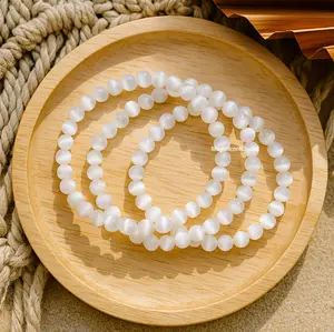 1PC Dainty 4mm Selenite Bracelet Natural White Crystal Stone Women Spiritual Jewelry