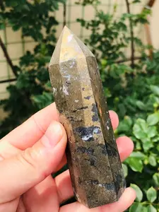 Natural Pyrite Tower, natural crystal tower, Bohemian Marquee Stone Point, Metallic, Quartz-Like Appearance, Home & Altar Decor, Meditation Gift, Gemstone Specimens