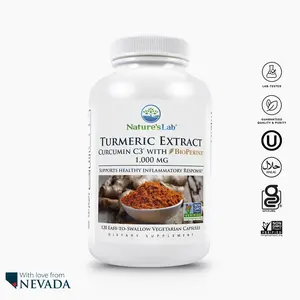 Nature's Lab Turmeric Curcumin C3 Complex – 500mg with BioPerine & Organic Coconut Oil | 95% Standardized Curcuminoids | High Absorption – 120 Capsules