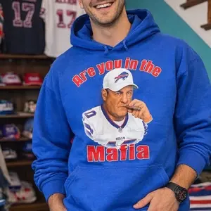 Buffalo Bills Hoodie - Are You in the Mafia Design - Blue Color - Comfortable Fit - Perfect for Fans
