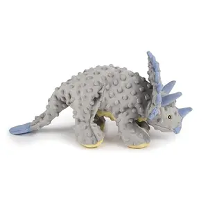 Dinos Frills Squeaky Plush Dog Toy, Chew Guard Technology - Gray, Large