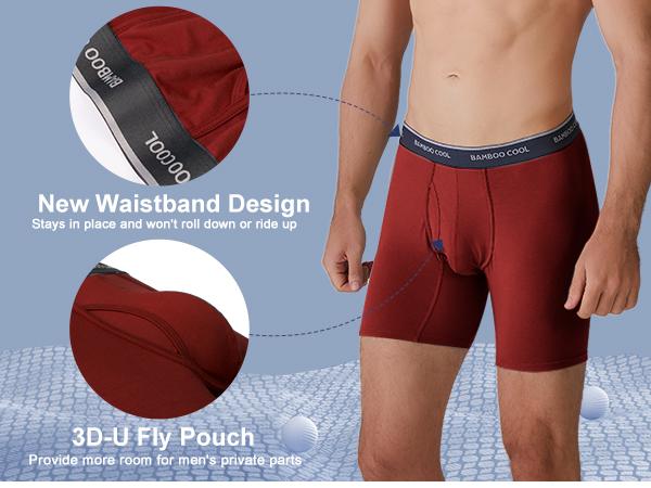BAMBOO COOL Men's Boxer Briefs 7-Pack Ultra-Breathable 3D Support Pouch Tag-Free Waistband S to 3XL Comfortable Everyday Wear