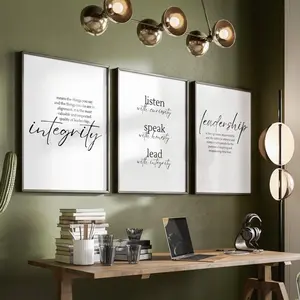 Leadership Quote Set of 3 Prints Office Decor Women Team Leader Gift Inspirational Wall Art Women Motivational Mentor Gift Integrity Quote