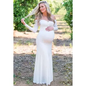 Long-Sleeve Baby Shower Maternity Gown