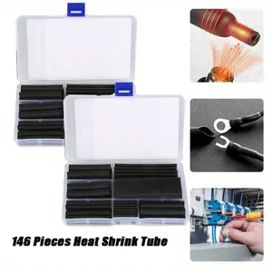 [Hand Tools Kits] 146 Pieces Heat Shrink Tube Set,4:1 Shrinkage,Cable Insulation,Heat Shrink Tube Set,Waterproof Heat Shrink Tube for Automotive,Electronics Cable Management,Halloween Decor Gifts