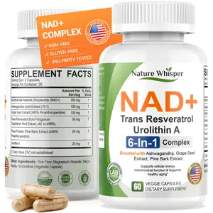 Nature Whisper NAD+ Supplement 620mg | 6-in-1 Complex with Resveratrol, Ashwagandha & Urolithin A - Daily Energy Stack for Focus, Brain Fog & Healthy Aging - 60 Capsules