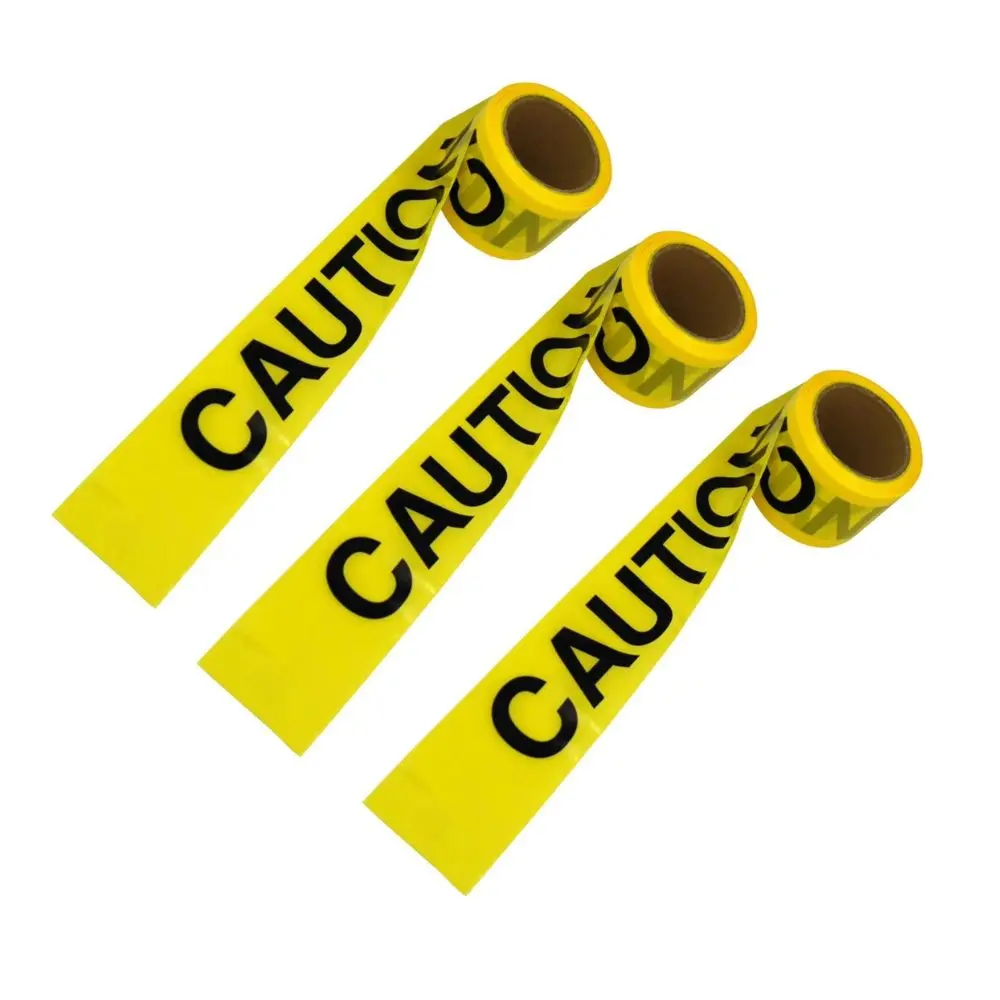 High-Visibility "Caution" Safety Tape, (3' X 200') Roll - Pack of 3