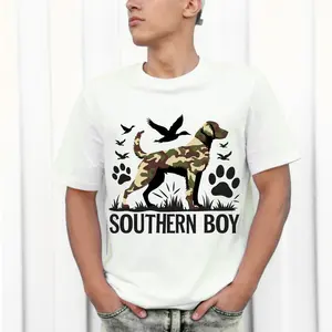 Southern Boy Camo Dog DTF Prints - 2 Designs to Choose From, Ready-to-Press Direct-to-Film Prints for T-Shirts (DIY Printmaking & Embossing Accessories)