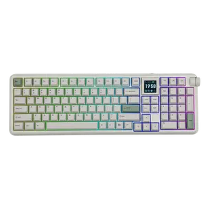 EPOMAKER RT100 PRO Tri-Mode Mechanical Keyboard, 1.54” Hot-Swap Screen, Knob, Retro PBT Keycap, Mac Keys, Thocky Gasket, Custom Driver, RGB, BT/2.4G Wireless Gaming Keyboard