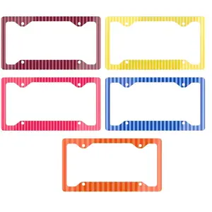 Striped License Plate Frame 12.3 x 6.5 Colorful Decorative Car Tag Border Universal Fit Auto Frame for Car Truck SUV
