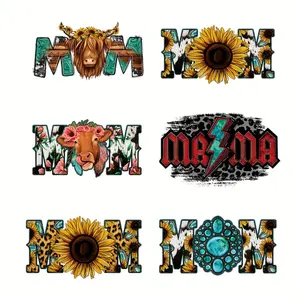6 pcs/set Mommy-designed DIY Craft Iron-on DTF Transfer Stickers, Washable Heat Transfer Designs, Ready-to-Press Patches, PVC Transfer Patches, DIY for Clothing, T-Shirts, Masks, Jeans, Backpacks.