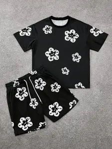 Men's Summer Suit Short Sleeve T-Shirt and Shorts, Breathable and Quick-Dry, Casual All over Print, Ideal for Outdoor Activities